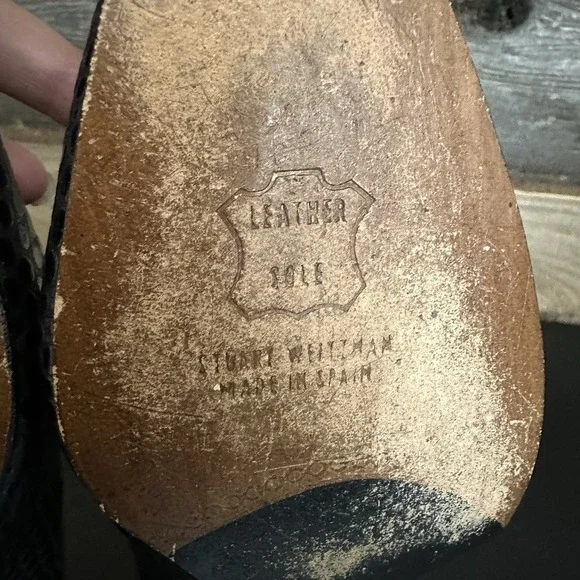 Vtg Stuart Weitzman Black Snakeskin Heel Pointed Toe Pumps Heels 8.5 B Designer - Picture 10 of 11